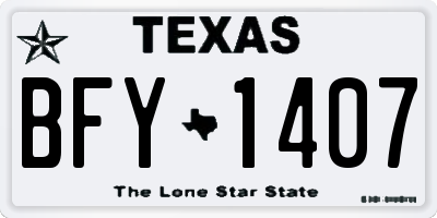 TX license plate BFY1407