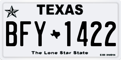 TX license plate BFY1422