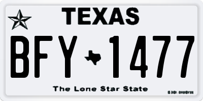 TX license plate BFY1477