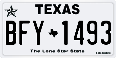 TX license plate BFY1493