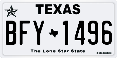 TX license plate BFY1496