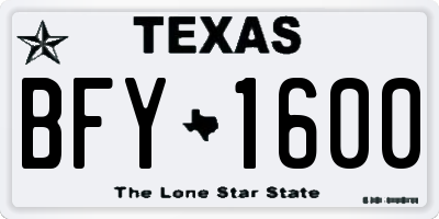 TX license plate BFY1600