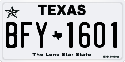 TX license plate BFY1601