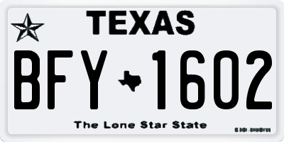 TX license plate BFY1602