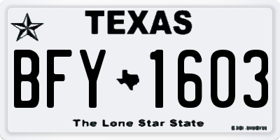 TX license plate BFY1603