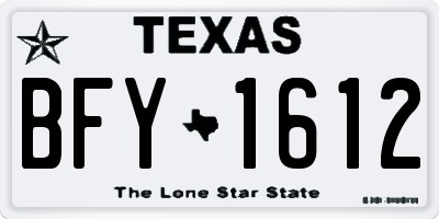 TX license plate BFY1612