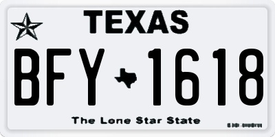 TX license plate BFY1618