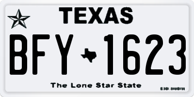 TX license plate BFY1623