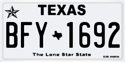 TX license plate BFY1692