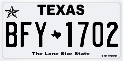 TX license plate BFY1702
