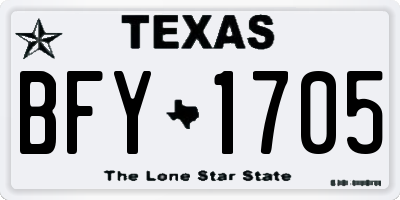 TX license plate BFY1705