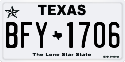 TX license plate BFY1706