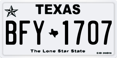 TX license plate BFY1707