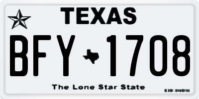 TX license plate BFY1708