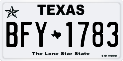TX license plate BFY1783