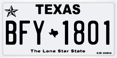 TX license plate BFY1801
