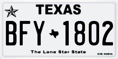 TX license plate BFY1802