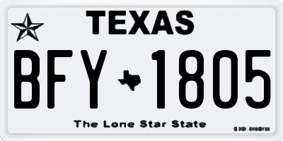 TX license plate BFY1805