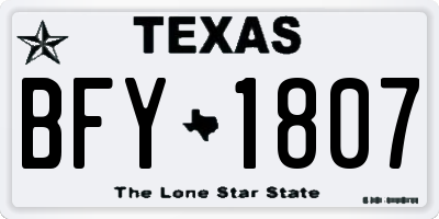TX license plate BFY1807