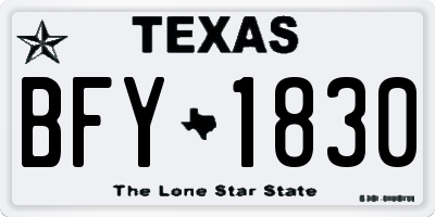 TX license plate BFY1830