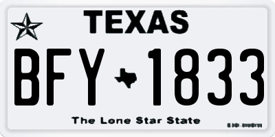 TX license plate BFY1833