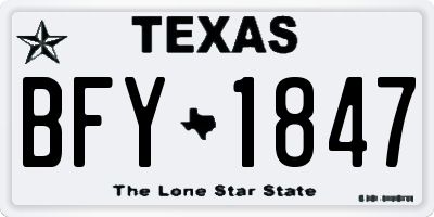 TX license plate BFY1847