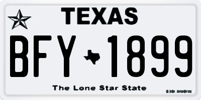 TX license plate BFY1899