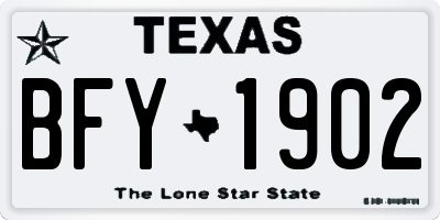 TX license plate BFY1902