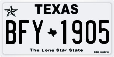 TX license plate BFY1905