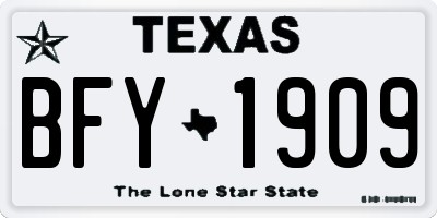 TX license plate BFY1909