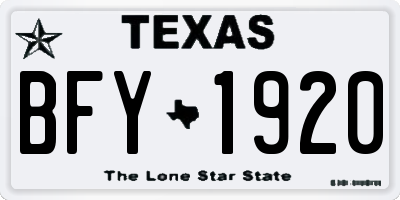 TX license plate BFY1920