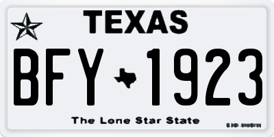 TX license plate BFY1923