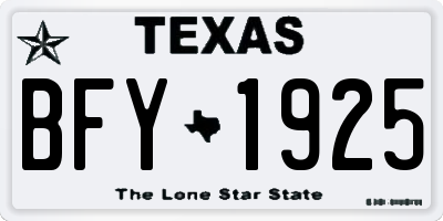 TX license plate BFY1925