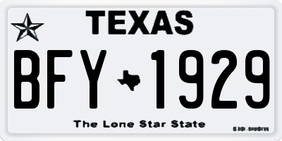 TX license plate BFY1929