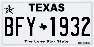 TX license plate BFY1932