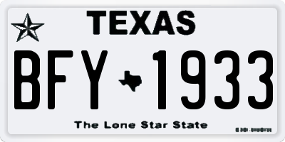 TX license plate BFY1933