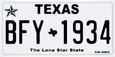 TX license plate BFY1934