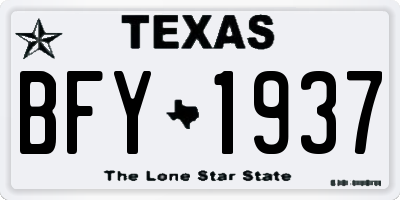 TX license plate BFY1937