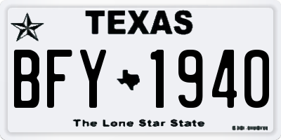 TX license plate BFY1940