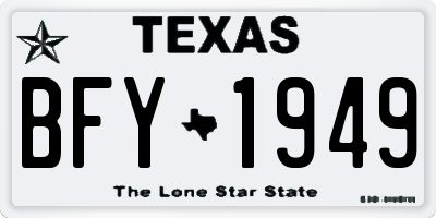 TX license plate BFY1949