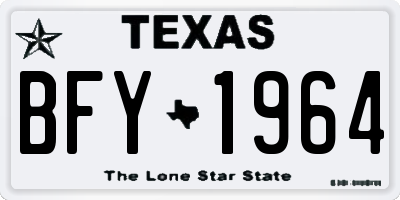 TX license plate BFY1964