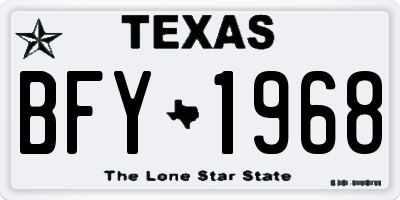 TX license plate BFY1968