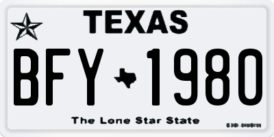 TX license plate BFY1980