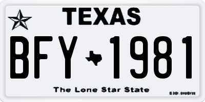 TX license plate BFY1981
