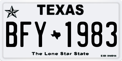 TX license plate BFY1983