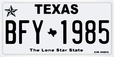 TX license plate BFY1985
