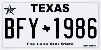 TX license plate BFY1986
