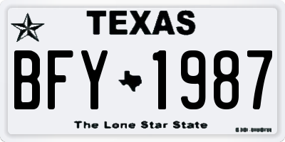 TX license plate BFY1987