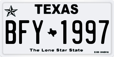 TX license plate BFY1997