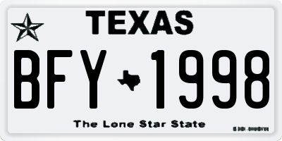 TX license plate BFY1998